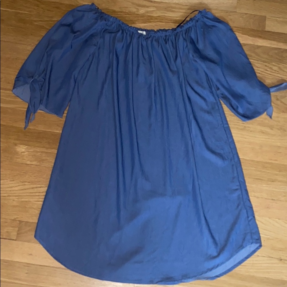 Blue off the shoulder dress